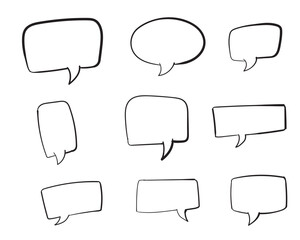 Set of empty comic speech bubbles Hand drawn doodle cartoon stickers. Vector illustration.