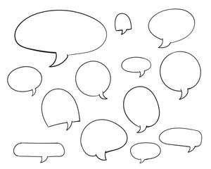 Set of empty comic speech bubbles Hand drawn doodle cartoon stickers. Vector illustration.