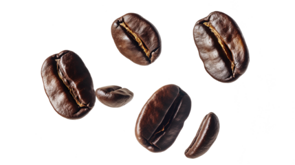 Coffee bean fall flying transparent cutout element