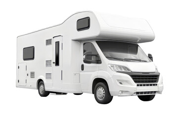 Modern White Motorhome Isolated on Transparent Background