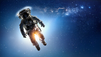 Naklejka premium Silhouette of an astronaut floating in outer space