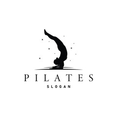 Pilates Pose Logo, Yoga Logo Design Vector Template Illustration