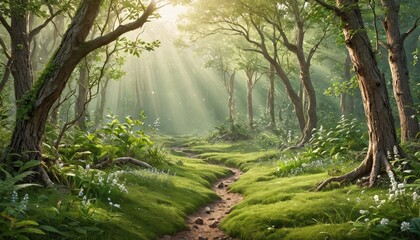 Obraz premium Sunbeams in the Forest.