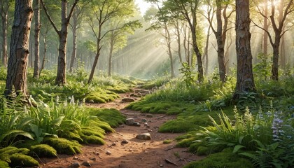 Sunbeams through the Forest.