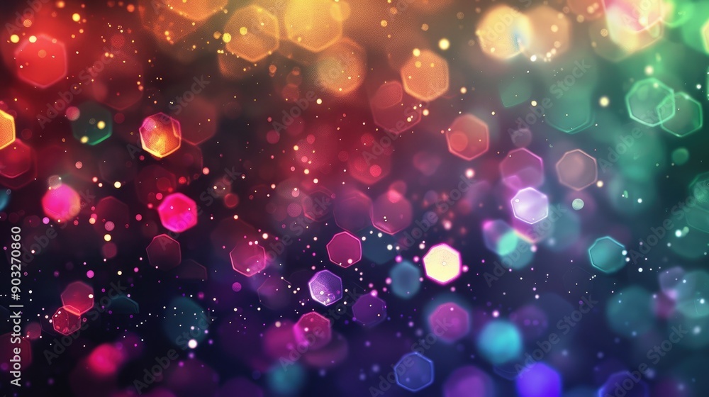 Poster a dazzling display of bokeh lights in multiple colors, creating a magical effect