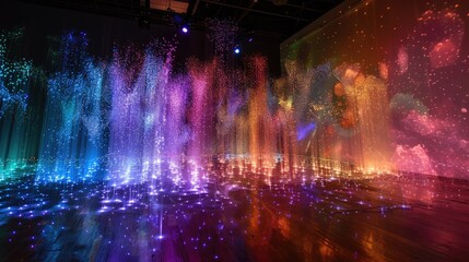 Obraz premium A colorful array of fiber optic lights creating a glowing, ethereal effect