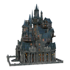 3d render dark vampire castle fantasy isolated