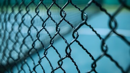 Fototapeta premium Close-up view of a tennis court net