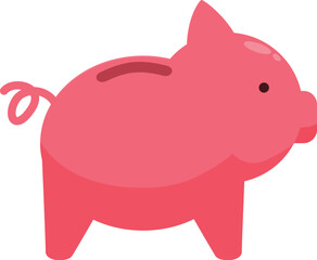 Pink piggy bank is standing on a white background, symbolizing saving and financial responsibility