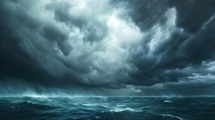 Fototapeta premium Storm with dramatic clouds over the sea