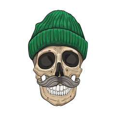 Skull in a Knitted Cap Vector illustration