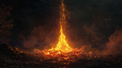 Fototapeta premium It is a flame rising from a bonfire