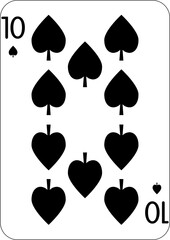 10 of spades. One playing card, illustration