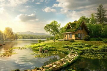 Obraz premium Eco-Friendly City. Environmentally friendly high detailed realistic urban landscape concept