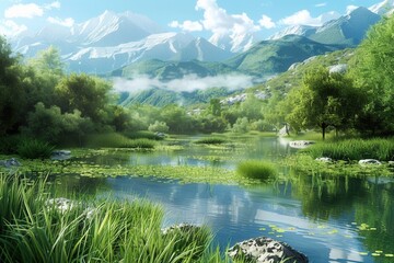 Fototapeta premium Eco-Friendly Cityscape. Environmentally friendly high detailed realistic concept