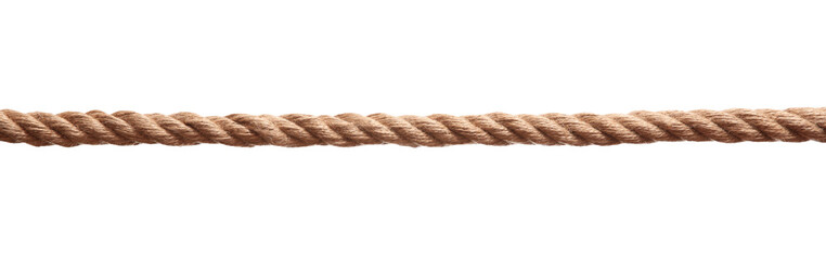 One brown braided rope isolated on white