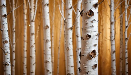 Birch Tree Trunks Close Up.