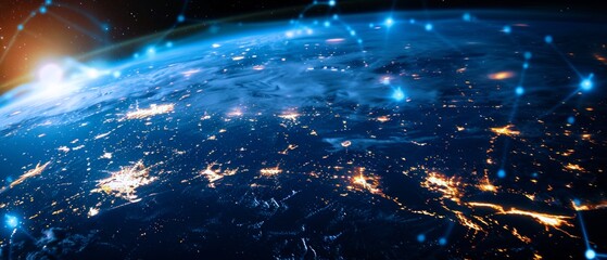 Obraz premium Global networking and Communication technology for internet business. Global world network and Telecommunication on world map
