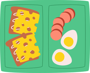Lunch Tray With Sandwiches And Eggs