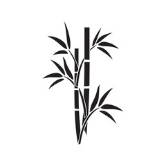 Bamboo leaves icon over white background, silhouette style, vector illustration