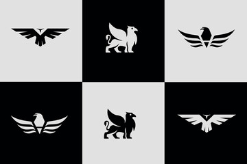  Flying bird icon. Abstract logo template for flight or travel agency, 