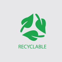 Fototapeta premium Recycle icon leaf recycle eco green sign. Recycled resources symbol. Vector illustration