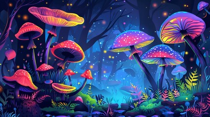 bright fantasy background fungi