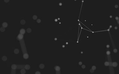 Fototapeta premium Abstract background. Molecules technology with polygonal shapes, connecting dots and lines. Connection structure. Big data visualization.