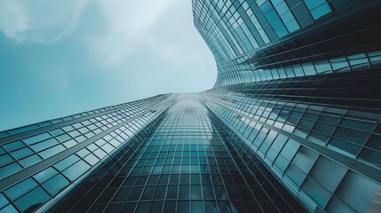 Low angle view of futuristic architecture skyscraper