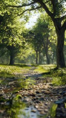 Naklejka premium A Picturesque Reflection of Environmental Harmony. Realistic Landscape
