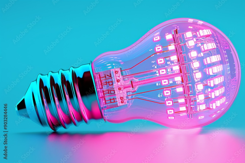 Aufkleber transparent light bulb with visible circuits and a glowing filament symbolizing technological innova