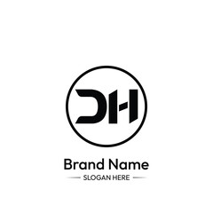 DH Letter Logo Design. White Background.