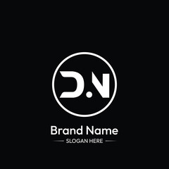 DN Letter Logo Design. Black Background.