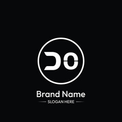 DO Letter Logo Design. Black Background.