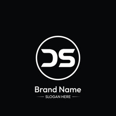 DS Letter Logo Design. Black Background.
