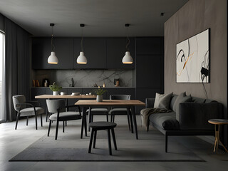 Modern Minimalist Studio Apartment with Grey Interior