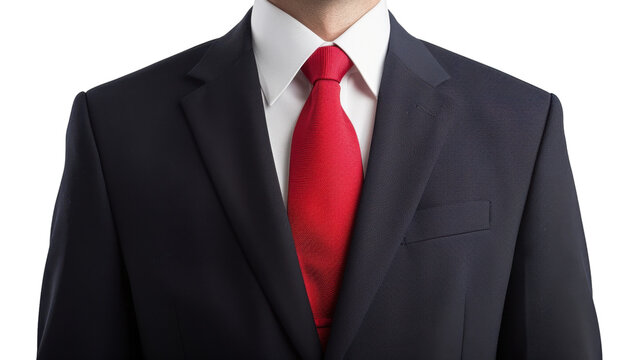 Businessman dark blue suit with red tie and white shirt on transparent background