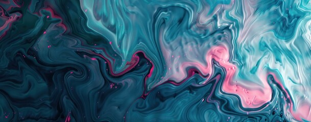 Obraz premium Abstract Swirling Blue and Pink Acrylic Painting