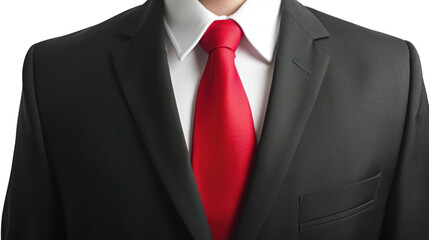 Businessman dark blue suit with red tie and white shirt on transparent background