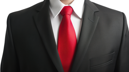 Businessman dark blue suit with red tie and white shirt on transparent background