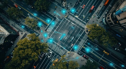 Smart City Intersection with Connected Vehicles and Data Flow