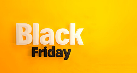 Banner with words Black Friday in yellow and black on a yellow background