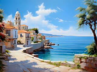 view of the town on beach