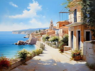 Fototapeta premium view of the town on beach