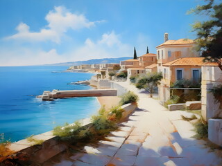 Fototapeta premium view of the town on beach