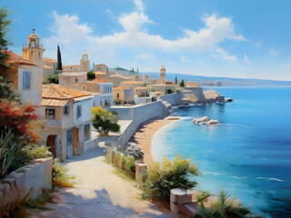 view of the town on beach