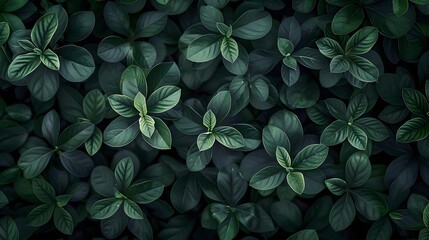 Close-up of tropical green leaves in nature