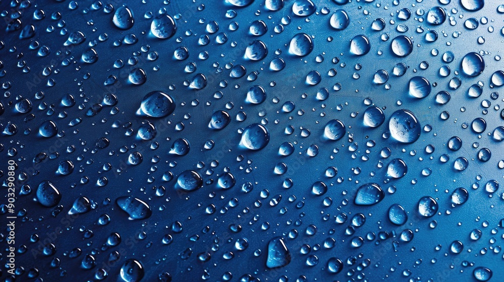 Aufkleber a blue background with many small drops of water. the drops are scattered all over the background, c