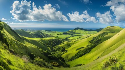Naklejka premium High-resolution panoramic landscape with greenery