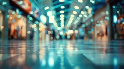Fototapeta premium Abstract blurred shopping mall hall as background , ai